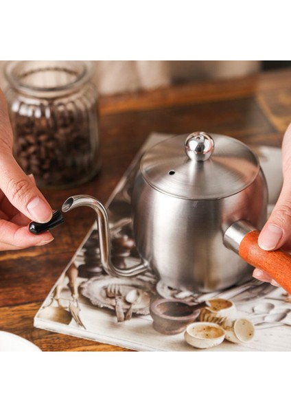 Paslanmaz Çelik 500ml Ahşap Saplı Kahve Çay Su Isıtıcısı - Gümüş (Yurt Dışından) modelleri