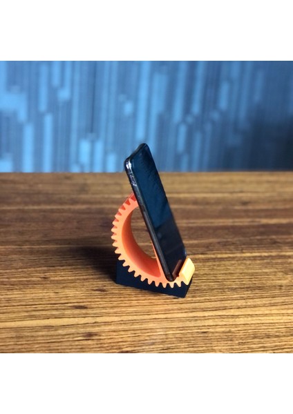 Dişli Tasarımlı Ayarlanabilir Telefon ve Tablet Standı - Turuncu / Siyah fırsatları