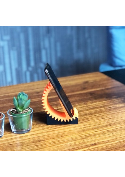 Dişli Tasarımlı Ayarlanabilir Telefon ve Tablet Standı - Turuncu / Siyah indirimleri