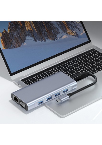 11 In 1 USB C Hub 4 USB 3.0 MacBook Pro Hp Xps Tip C Cihazları Için Portlar (Yurt Dışından)