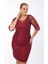 Büyük Beden 3676 Bordo Ara Boy Abiye Elbise 1