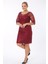Büyük Beden 3676 Bordo Ara Boy Abiye Elbise 4