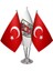 Masaüstü Türk Silahlı Kuvvetleri Bayrağı Türk Bayrağı Üçlü Krom Direk Masa Bayrak Seti 1