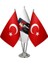 Masaüstü Atatürk Bayrağı Türk Bayrağı Üçlü Krom Direk Masa Bayrak Seti 1