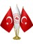 Masaüstü Enerji Bakanlığı Bayrağı Türk Bayrağı Üçlü Pirinç Direk Masa Bayrak Seti 1