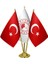 Masaüstü Tarım Bakanlığı Bayrağı Türk Bayrağı Üçlü Pirinç Direk Masa Bayrak Seti 1