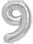 Gümüş Renk 9 Rakam Folyo Balon 34 Inç 76 cm 1 Adet 1