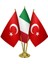 Masaüstü Italya Bayrağı Türk Bayrağı Üçlü Pirinç Direk Masa Bayrak Seti 1