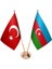 Masaüstü Azerbaycan Bayrağı Türk Bayrağı Ikili Pirinç Direk Masa Bayrak Seti 1