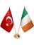 Masaüstü Irlanda Bayrağı Türk Bayrağı Ikili Pirinç Direk Masa Bayrak Seti 1