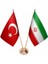 Masaüstü Iran Bayrağı Türk Bayrağı Ikili Pirinç Direk Masa Bayrak Seti 1