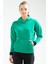 Yeşil Regular Fit Düz Pamuklu Kapüşonlu Kanguru Cep Kadın Sweatshirt - SC0961 1