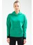 Yeşil Regular Fit Düz Pamuklu Kapüşonlu Kanguru Cep Kadın Sweatshirt - SC0961 2