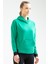 Yeşil Regular Fit Düz Pamuklu Kapüşonlu Kanguru Cep Kadın Sweatshirt - SC0961 3