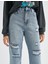 Yüksek Bel Yırtık Pamuklu Kot Pantolon - Straight Jean 5