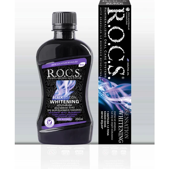 Rocs R.O.C.S. Sensatıon Whıtenıng-74g Diş Macunu Ve Black Edıtıon Ağız Çalkalama Suyu-250ml Seti