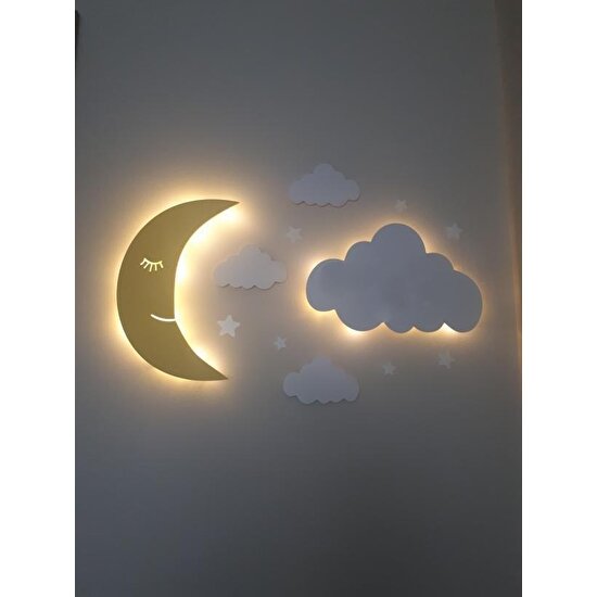 Işıklı Toplar Dükkanı Dekoratif Ahşap Çocuk Odası Ledli Gece Lambası