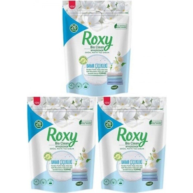 Dalan Roxy Matik Bioc Clean Bahar Çiçekleri 2,4 kg 3'lü Set Bebek İçin Doğal Toz Sabun