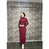Abay Giyim Fitilli Tesettür Elbise - Lila