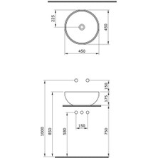Bocchi Venezia Çanak Lavabo 45 cm Gri 1119-006-0125