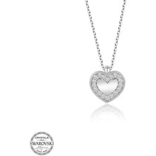 Gumush Swarovski Taşlı Gümüş Kalp Kadın Kolye
