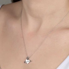 Gumush Swarovski Taşlı Gümüş Kalp Kadın Kolye