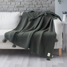 Coco Pirinç Örgü Ponponlu Triko Tv Battaniyesi Throw Koltuk Şalı