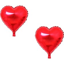 Dipak Kırmızı Renk Parlak Kalp Şekil Folyo Balon 18 Inç / 2 Adet