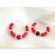 Webcenter Kırmızı  Fimo  Halka Küpe