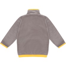 Berselüx  Unisex Çocuk Polar Sweatshirt  Gri, Sarı, Yarım Balıkçı Yaka, Kanguru Cepli, Çıtçıtlı 1- 8 Yaş