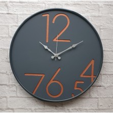 Markakanvas Antrasit Renk Metal Kasalı Antrasit Renkli Yuvarlak Duvar Saati  Bakır Çap 50 cm