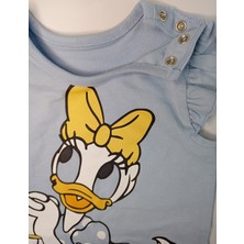 George Disney Daisy Duck %100 Pamuk Fırfırlı Mavi Romper / Tulum