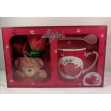 Alya Hediyelik Dekoratif Kırmızı Kalp/kolye/bardak Set