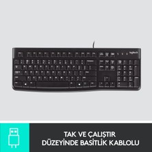 Logitech K120 USB Kablolu Türkçe Q Klavye - Siyah
