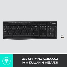 Logitech K270 Tam Boyutlu Kablosuz Türkçe Klavye - Siyah