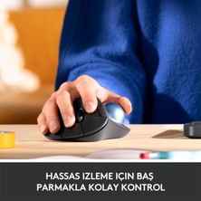 Logitech ERGO M575 Kablosuz İztopu Özellikli Konforlu Ergonomik Mouse - Siyah