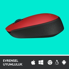 Logitech M171 USB Alıcılı Kablosuz Kompakt Mouse - Kırmızı