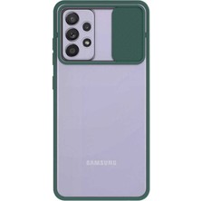 Caseart Samsung Galaxy A52S Kapak Lensi Açılır Kapanır Kamera Korumalı Silikon Kılıf - Yeşil