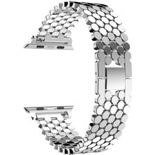 MobaxAksesuar Apple Watch 44/45/46/49mm Kordon Bal Peteği Metal Kordon 2/3/4/5/6/se/7/8/9/10/11/ultra