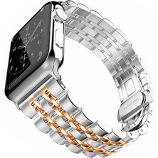 MobaxAksesuar Apple Watch 10 42mm - 38/40/41mm Kordon Şeritli Metal Kordon 14 2/3/4/5/6/se/7/8/9