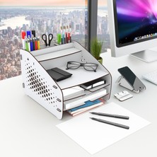 Design OTTO Medium Hexa - 6 Renk - A4 Evrak Rafı Masaüstü Organizer Düzenleyici Beyaz