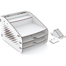 Design OTTO Medium Hexa - 6 Renk - A4 Evrak Rafı Masaüstü Organizer Düzenleyici Beyaz