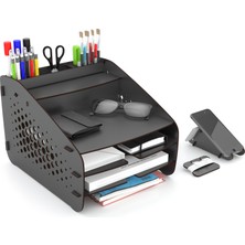 Design OTTO Medium Hexa - 6 Renk - A4 Evrak Rafı Masaüstü Organizer Düzenleyici Siyah