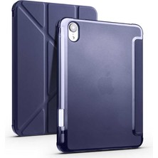 MobaxAksesuar Apple iPad Mini 6 8.3inç 2021 Kılıf Kalem Bölmeli Trifolding Case A2567 A2568 A2569 Lacivert