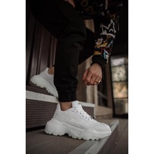 bklm Freyd Bağcıklı Kalın Yüksek Taban Beyaz Renk Rahat Erkek Sneaker