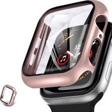 MI7A Apple Watch 40 mm Uyumlu Ekran ve Kasa Koruyucu Kılıf Sert Pc Rose Gold