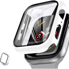 MI7A Apple Watch 40 mm Uyumlu Ekran ve Kasa Koruyucu Kılıf Sert Pc Beyaz