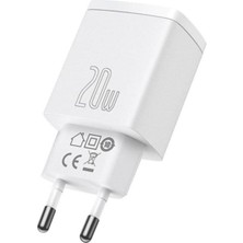 Baseus Compact 20W USB + Type-C Çıkışlı Qc3.0 Hızlı Şarj Başlığı Şarj Aleti Beyaz