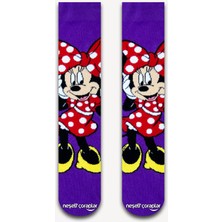 Neşeli Çoraplar Mor Mini Mouse Renkli Erkek Çorap