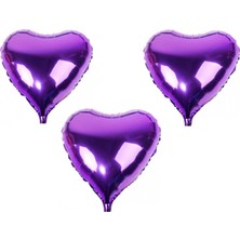 Dipak Mor Renk Parlak Kalp Şekli Folyo Balon
